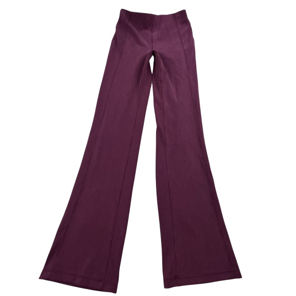 Lululemon Burgundy Red Ribbed High Rise Flared Softstreme pants Size 4 LW5GVKS